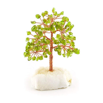 Laterra Gems Green Aventurine Copper Tree on White Crystal Base